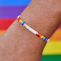 Rainbow Tile Bead Stretch Bracelet Gallery Thumbnail