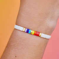 Rainbow Tile Bead Stretch Bracelet Gallery Thumbnail