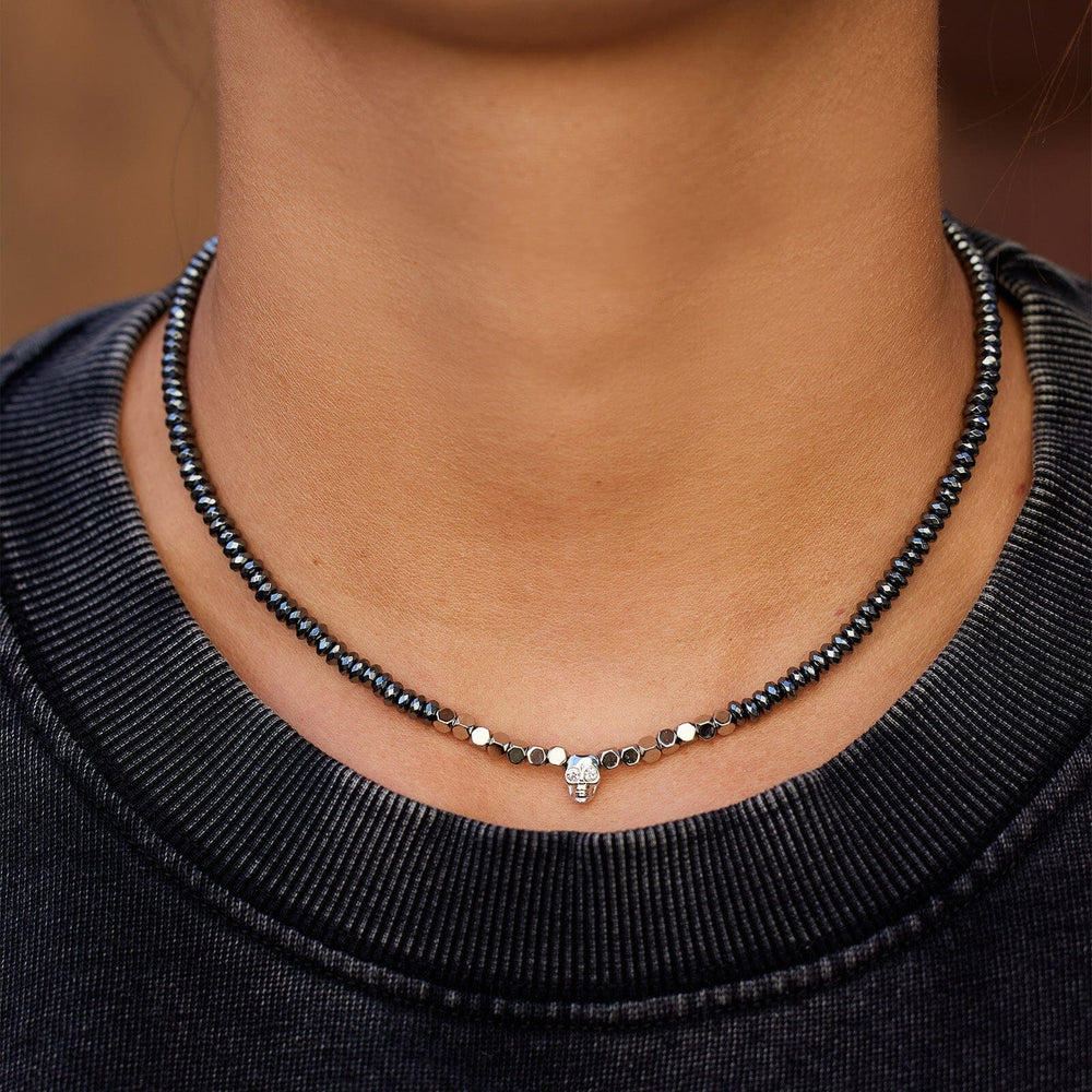 Hematite Choker with Skull 3