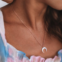 Pearl Crescent Moon Necklace Gallery Thumbnail