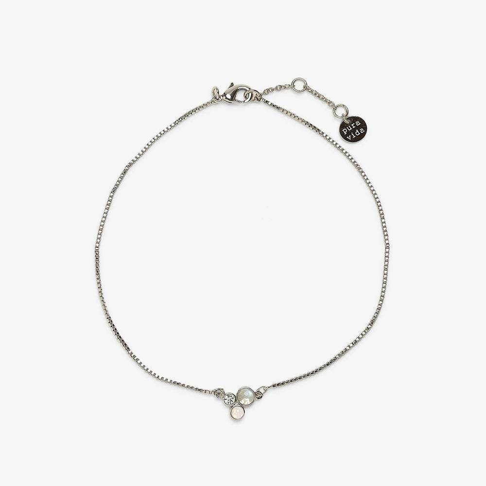 Delicate Three Stone Chain Anklet 1