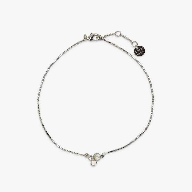 Delicate Three Stone Chain Anklet