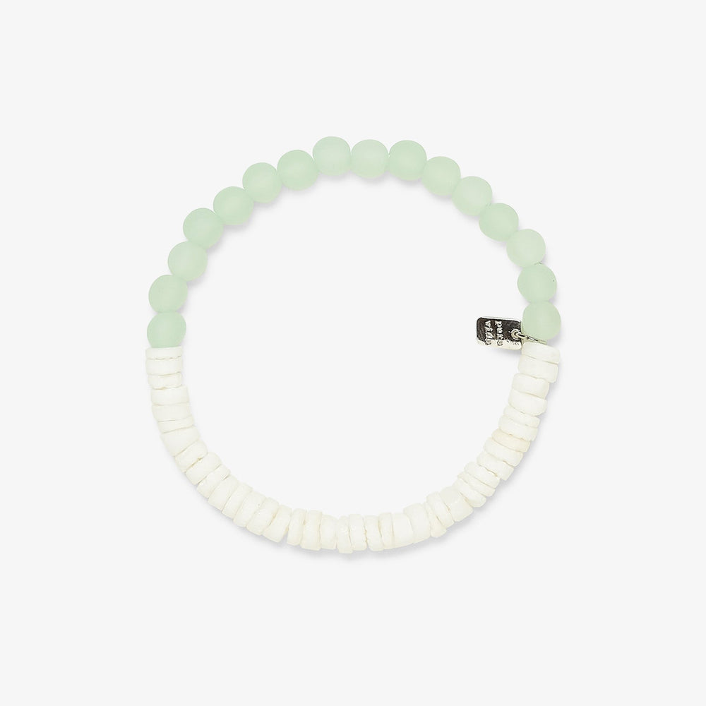 Puka Shell & Frosted Bead Stretch Bracelet 1