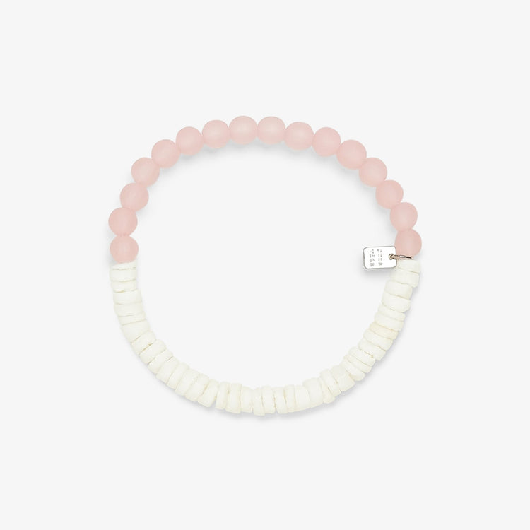 Puka Shell & Frosted Bead Stretch Bracelet